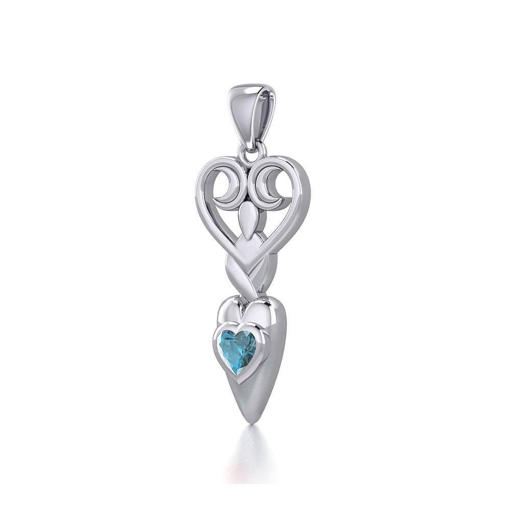 Goddess with Heart Gemstone Silver Pendant TPD5657 Pendant