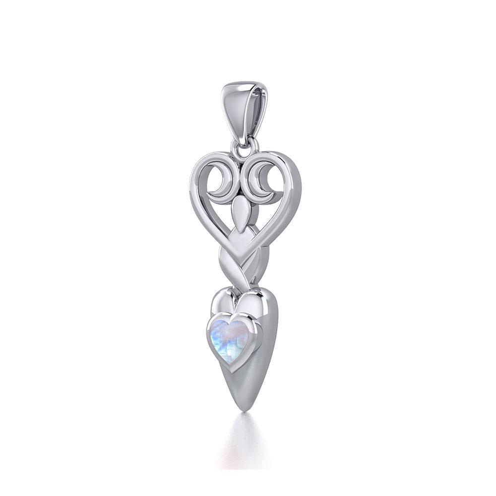 Goddess with Heart Gemstone Silver Pendant TPD5657 Pendant