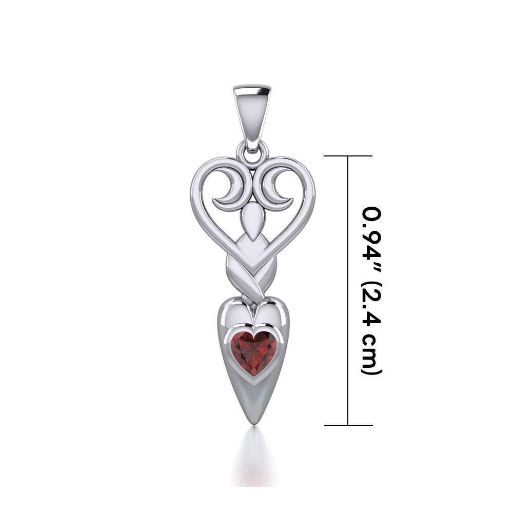 Goddess with Heart Gemstone Silver Pendant TPD5657 Pendant