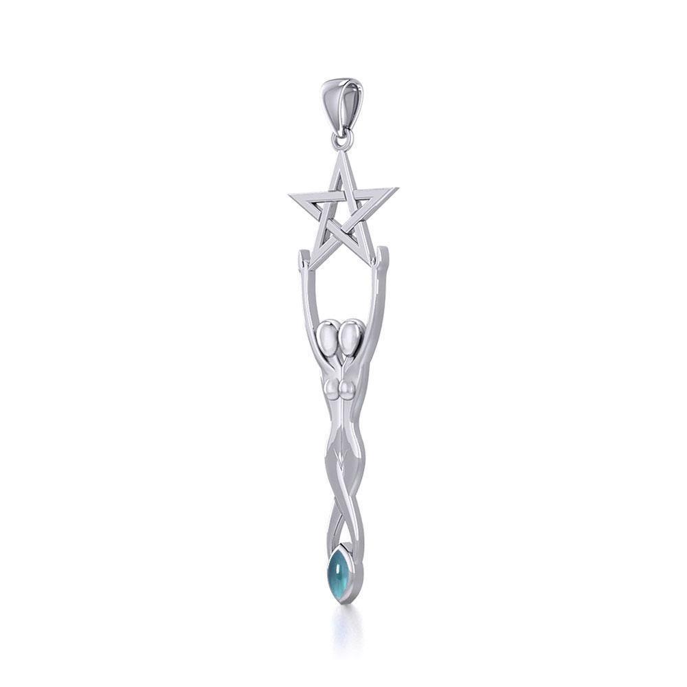 Twin Goddess with Pentacle Silver Pendant TPD5658 Pendant