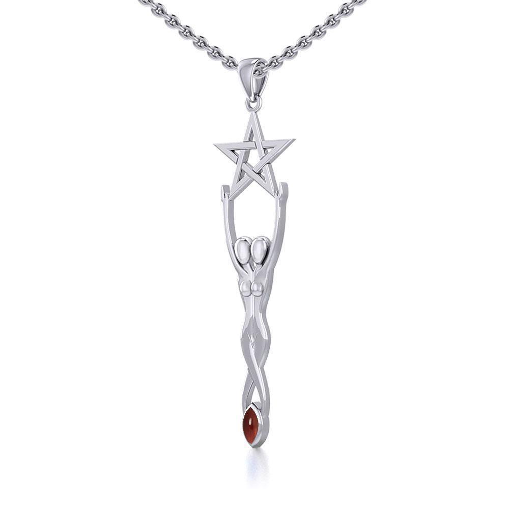 Twin Goddess with Pentacle Silver Pendant TPD5658 Pendant