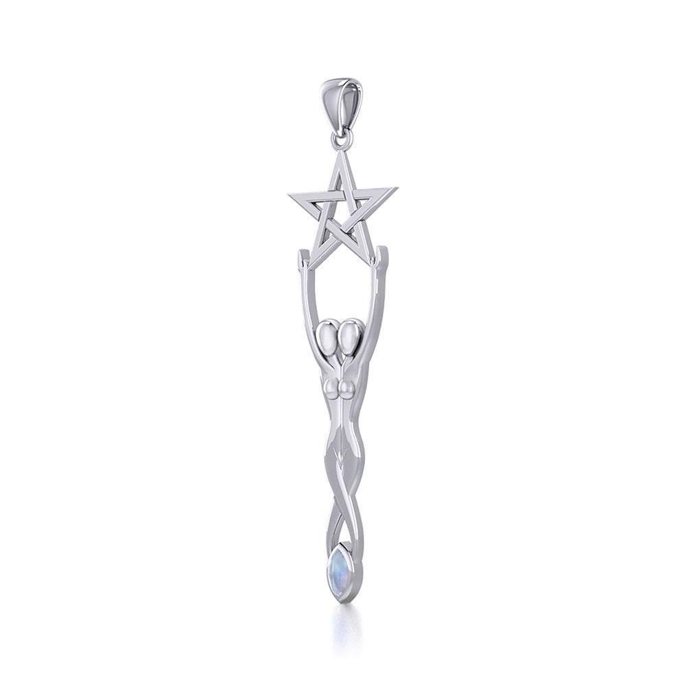 Twin Goddess with Pentacle Silver Pendant TPD5658 Pendant