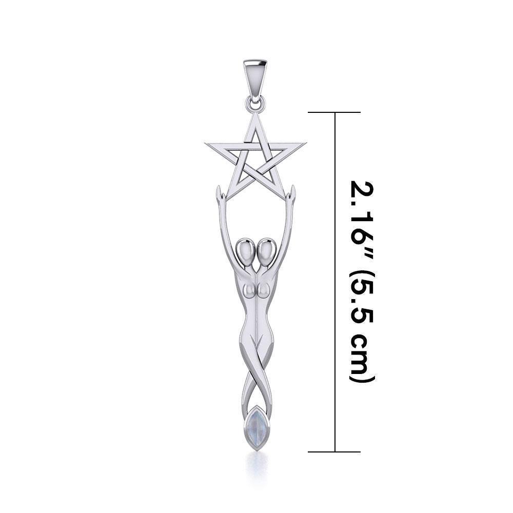 Twin Goddess with Pentacle Silver Pendant TPD5658 Pendant