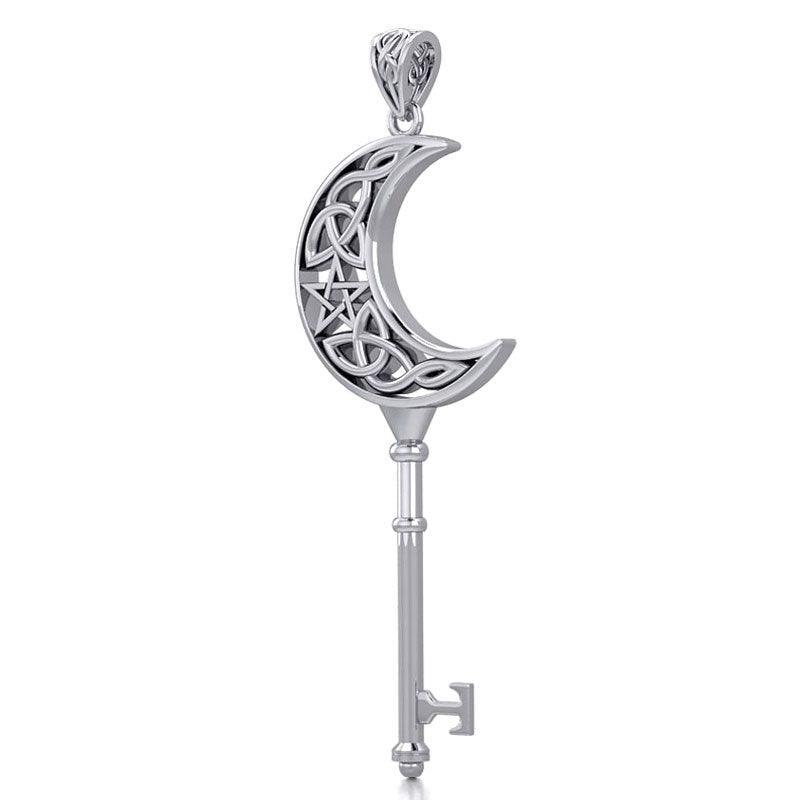 Crescent Moon Spiritual Enchantment Key Silver Pendant TPD5673 - peterstone.dropshipping