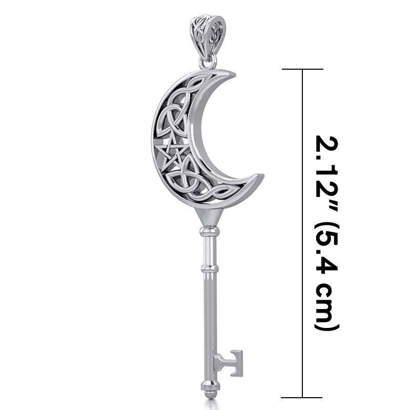 Crescent Moon Spiritual Enchantment Key Silver Pendant TPD5673 - peterstone.dropshipping