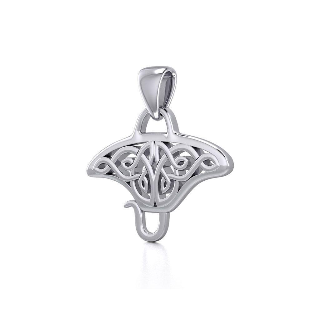 Grant the positive energy Silver Celtic Manta Ray Pendant TPD5690 Pendant