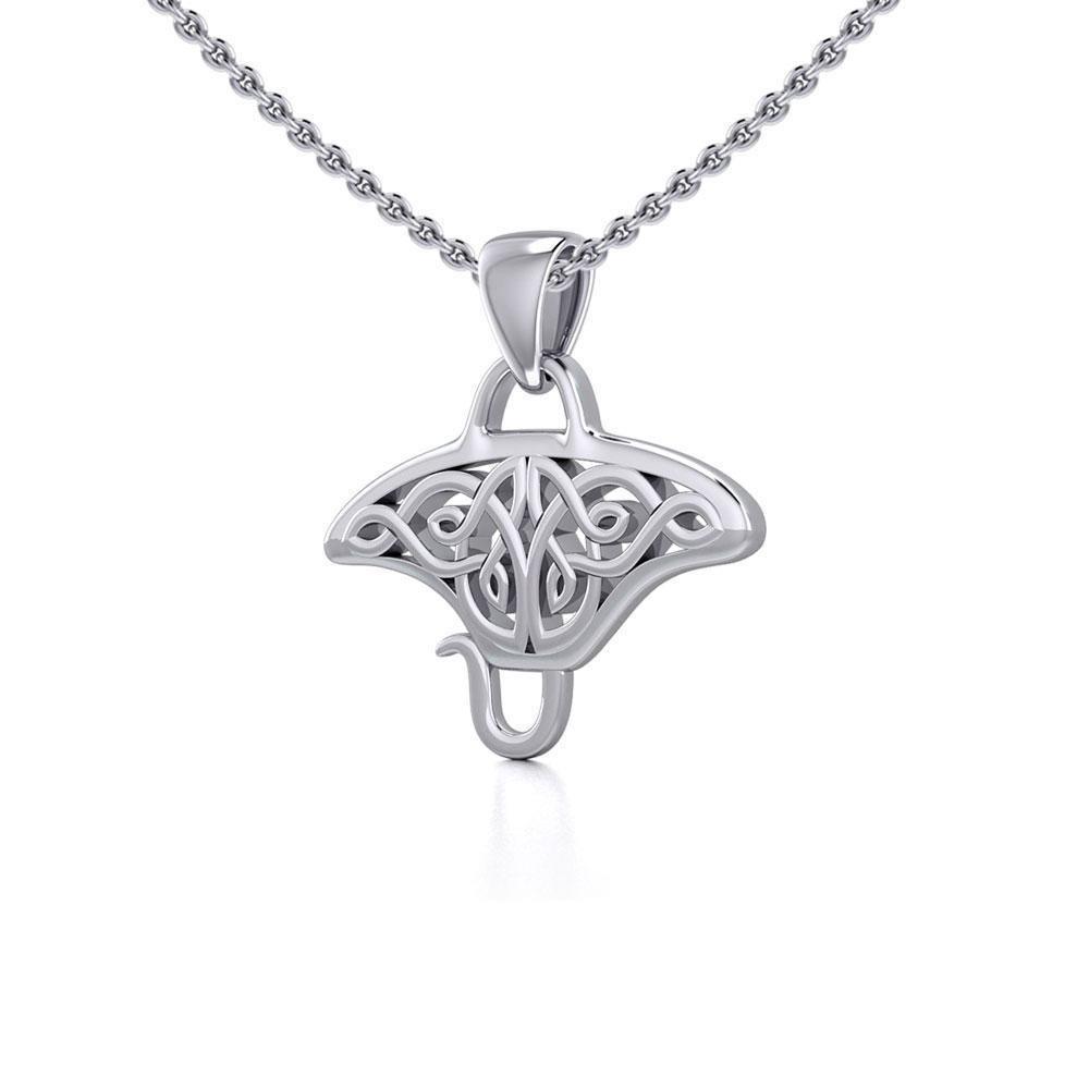 Grant the positive energy Silver Celtic Manta Ray Pendant TPD5690 Pendant