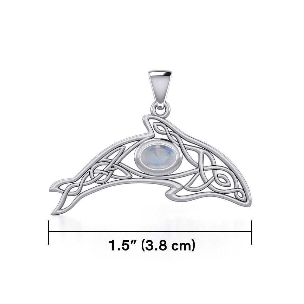 A gift of solitude ~ Sterling Silver Celtic Whale  Pendant with Gem TPD5694 Pendant