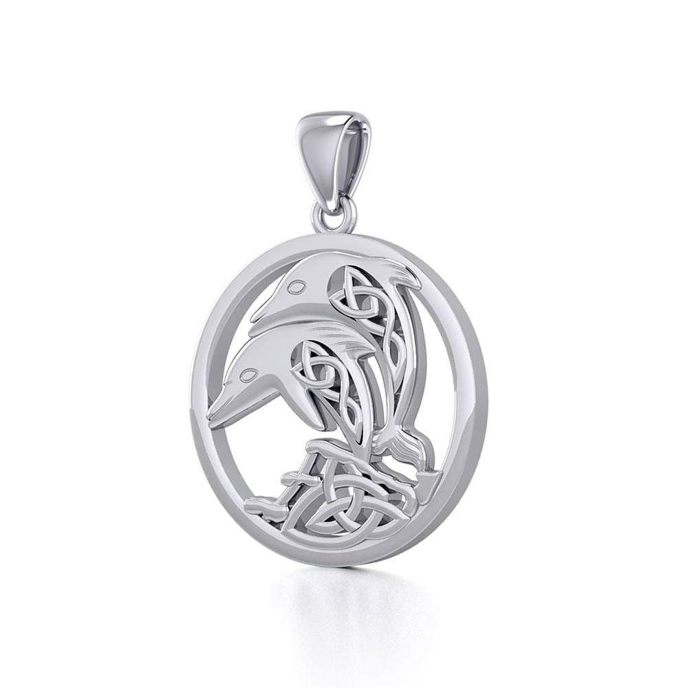 Celtic Jumping Dolphins Silver Pendant TPD5700 Pendant