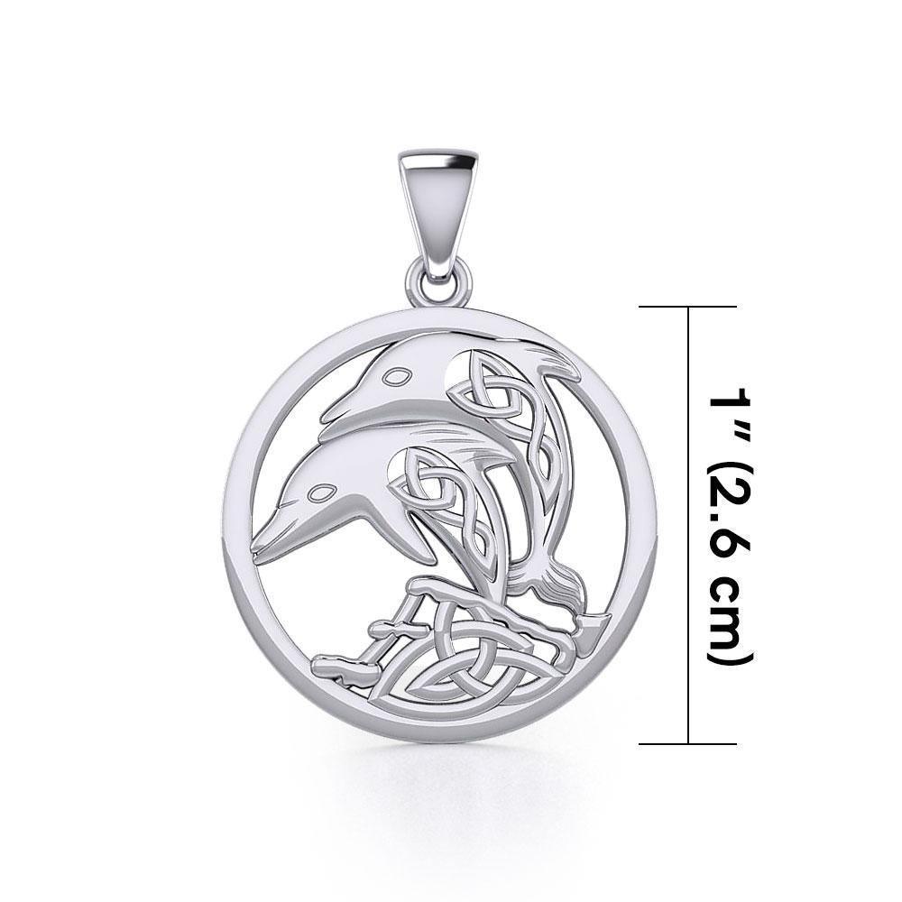 Celtic Jumping Dolphins Silver Pendant TPD5700 Pendant