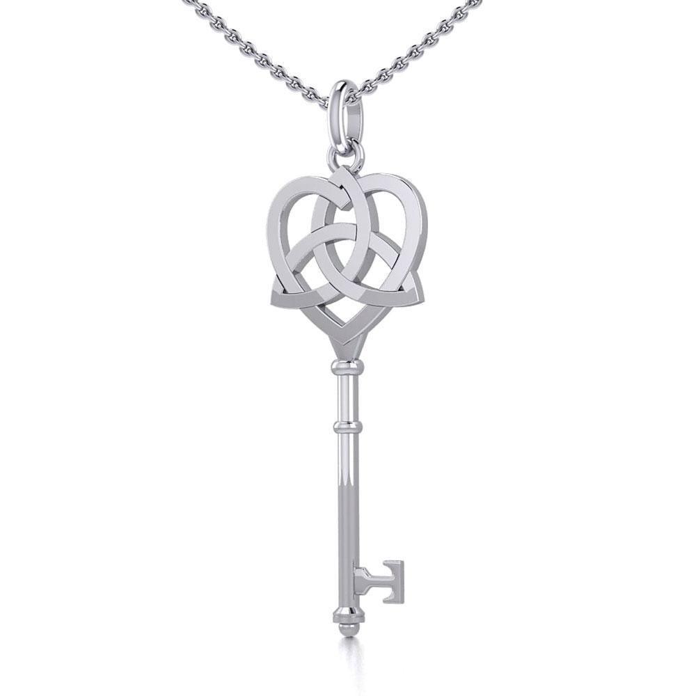 Celtic Heart Spiritual Enchantment Key Silver Pendant TPD5708 - Peter Stone Wholesale