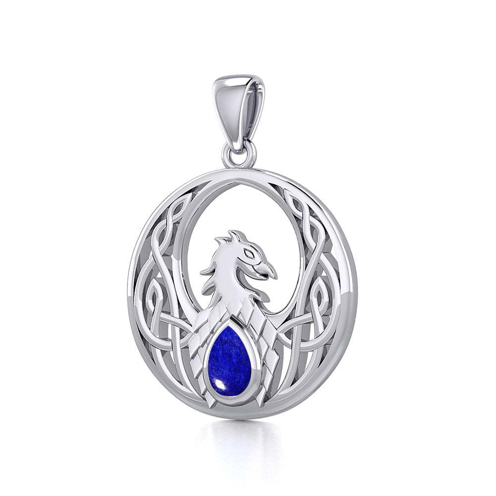 Rise with Resilience: Celtic Phoenix Sterling Silver Pendant with Gemstone - TPD5719 | Embrace the Rebirth of Your Spirit - peterstone.dropshipping
