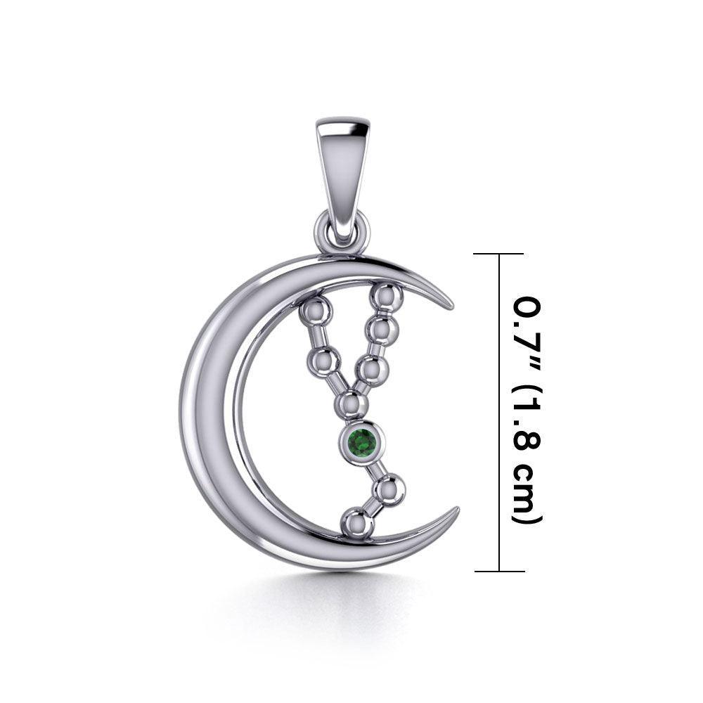 Crescent Moon and Taurus Astrology Constellation Silver Pendant TPD5767 - peterstone.dropshipping