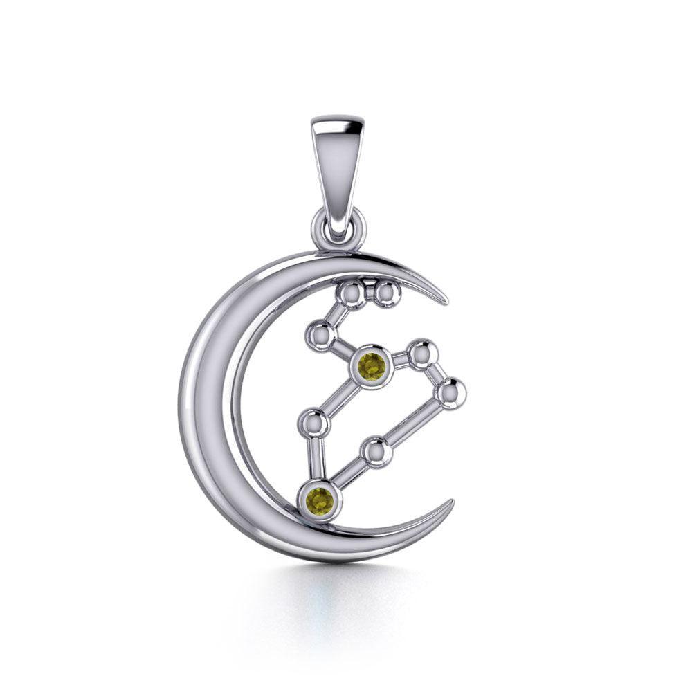 Crescent Moon and Leo Astrology Constellation Silver Pendant TPD5770 - peterstone.dropshipping