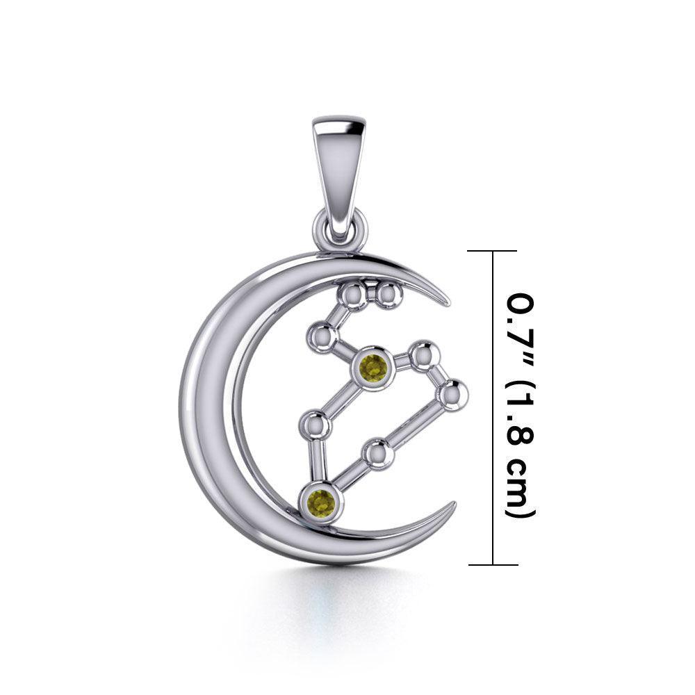 Crescent Moon and Leo Astrology Constellation Silver Pendant TPD5770 - peterstone.dropshipping