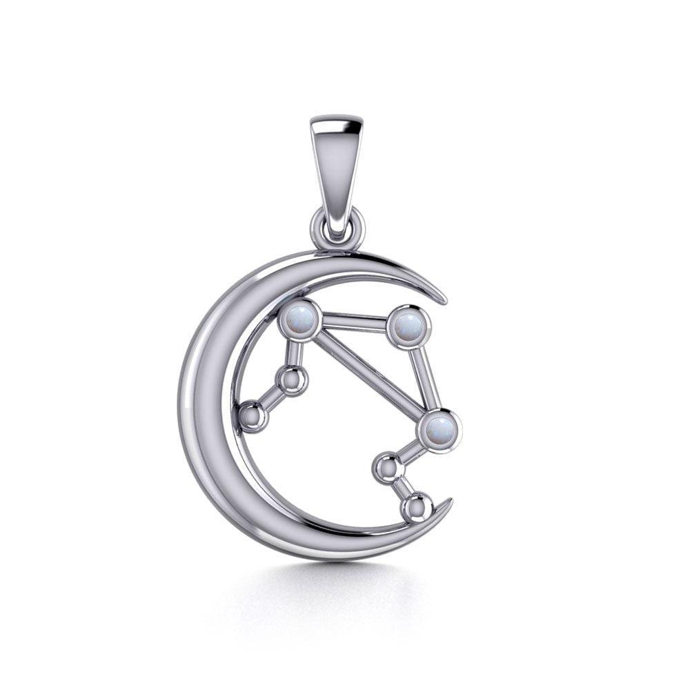 Crescent Moon and Libra Astrology Constellation Silver Pendant TPD5772 - peterstone.dropshipping