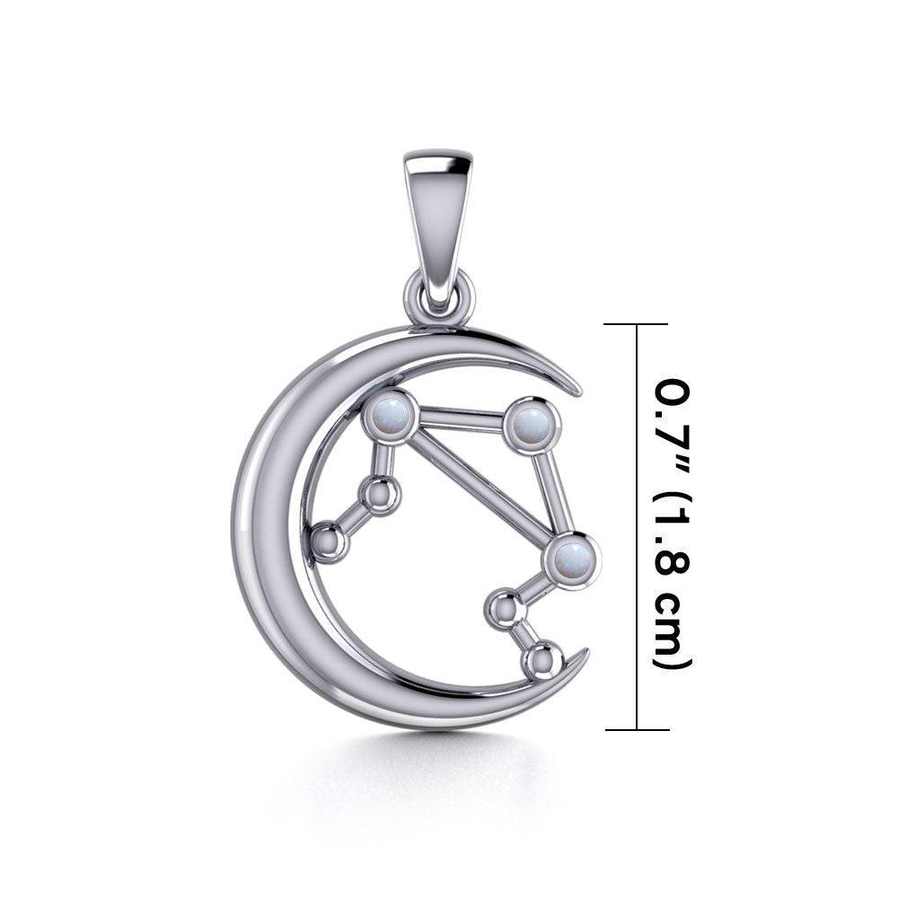 Crescent Moon and Libra Astrology Constellation Silver Pendant TPD5772 - peterstone.dropshipping