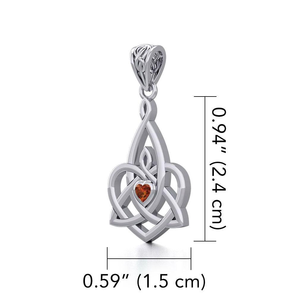 Celtic Motherhood Triquetra or Trinity Heart Silver Pendant With Gem TPD5784 - peterstone.dropshipping