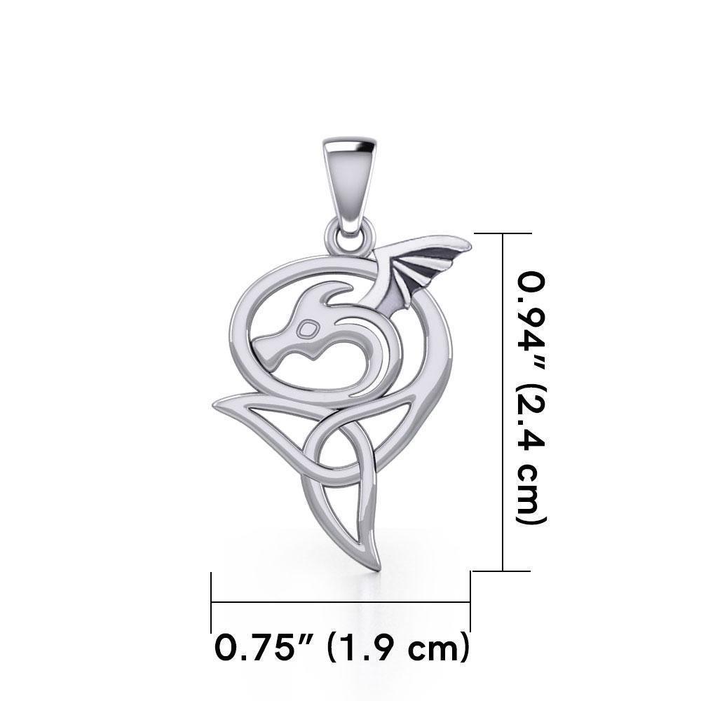 Flying Dragon with Celtic Trinity Knot Silver Pendant TPD5817 - Wholesale Jewelry