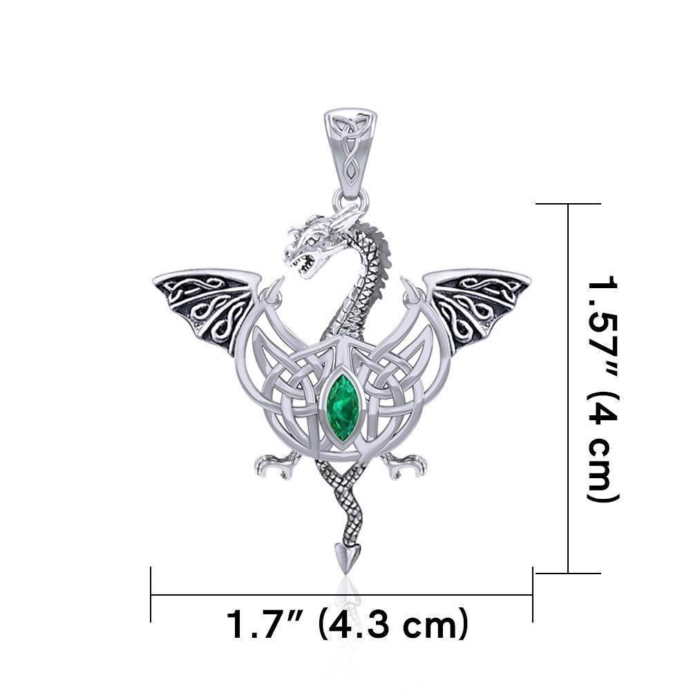 Flying Dragon with Celtic Knot Silver Pendant TPD5823 - Wholesale Jewelry