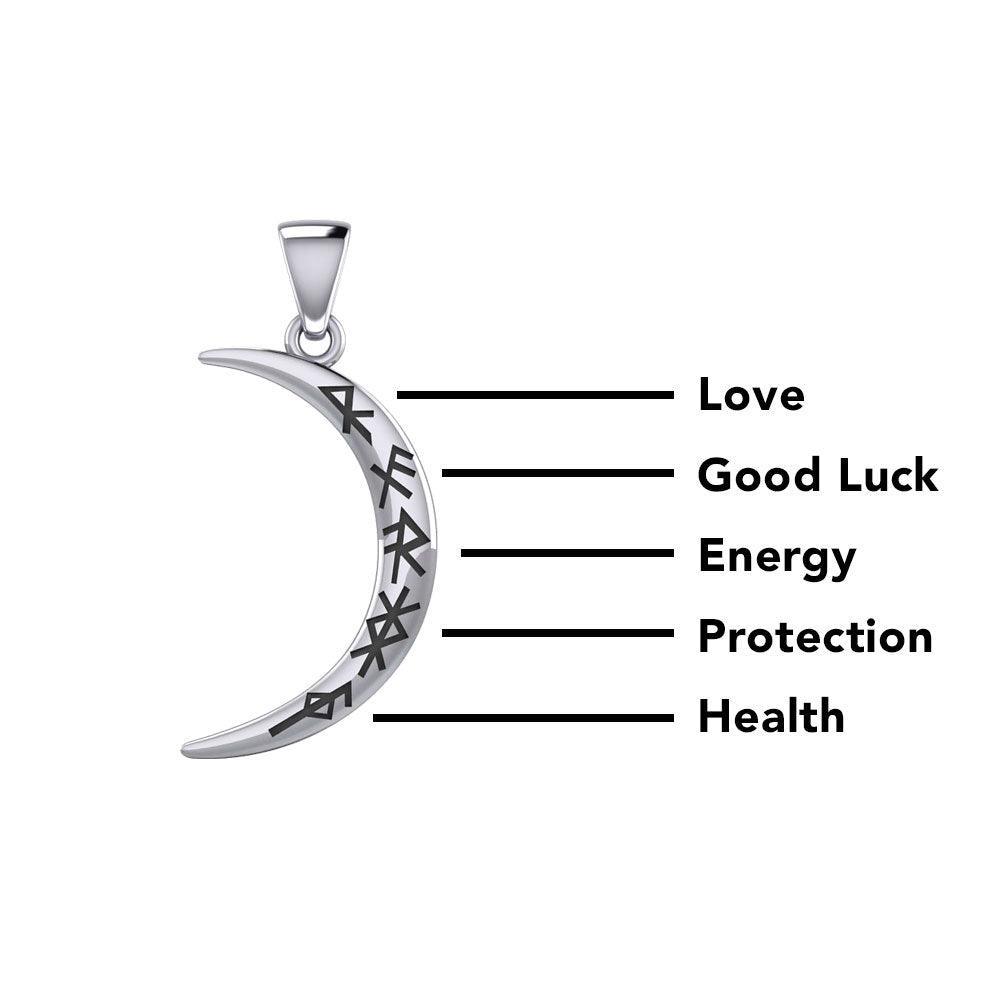 Crescent Moon with Meaningful Bind Runes Small Pendant TPD5832 - peterstone.dropshipping