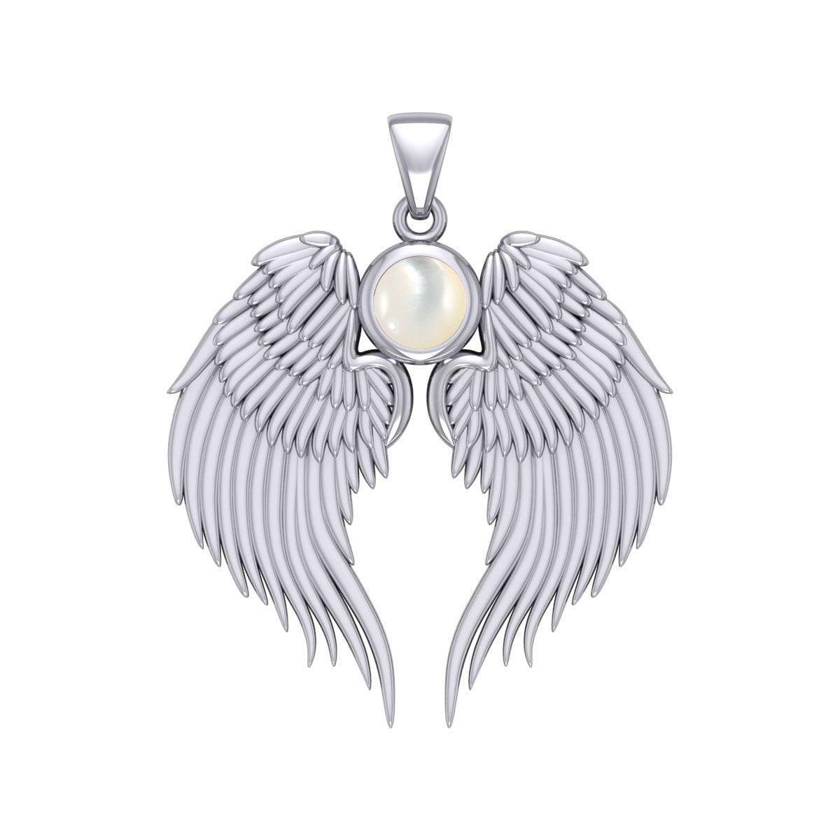 Guardian Angel Wings Silver Pendant with Birthstone TPD5866 - peterstone.dropshipping