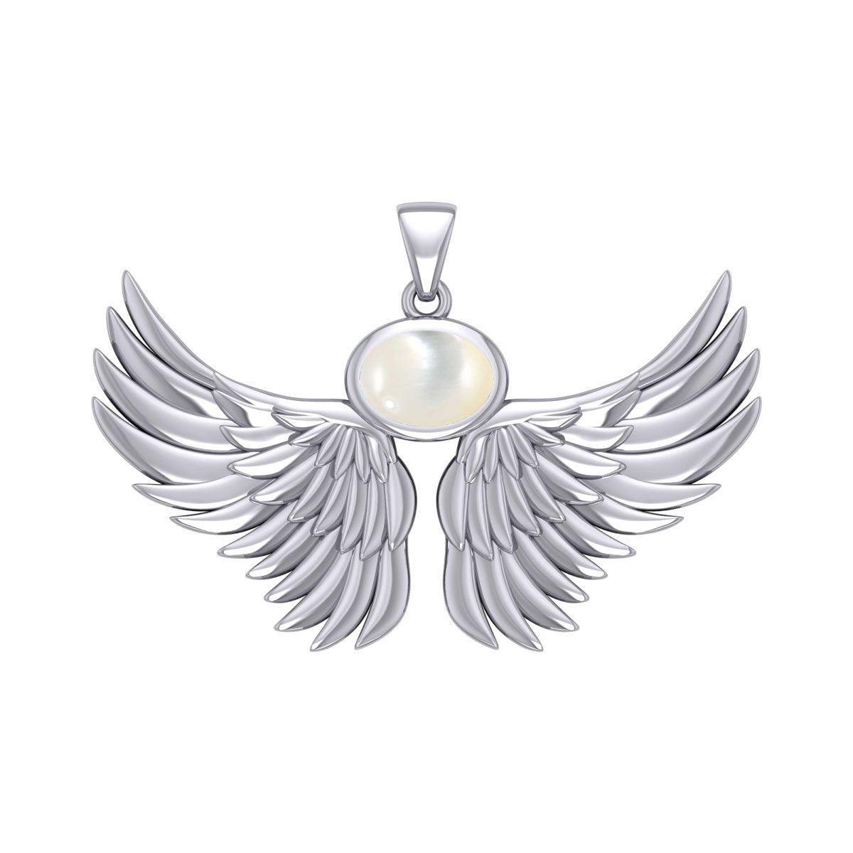 Guardian Angel Wings Silver Pendant with Birthstone TPD5869 - peterstone.dropshipping