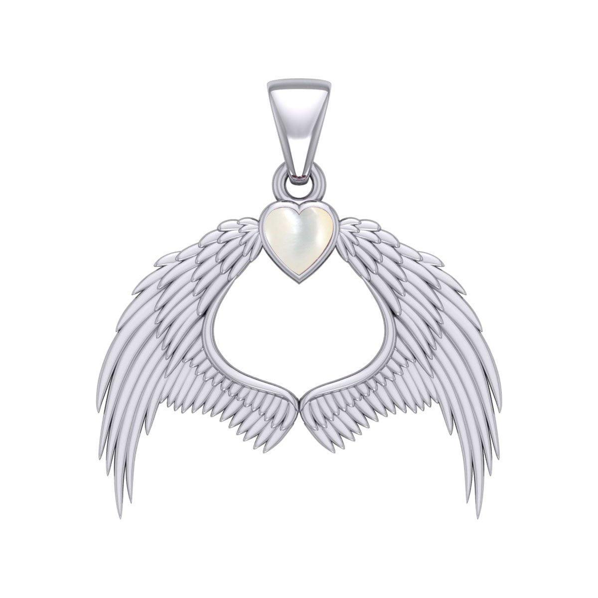 Guardian Angel Wings Silver Pendant with Birthstone TPD5871 - peterstone.dropshipping