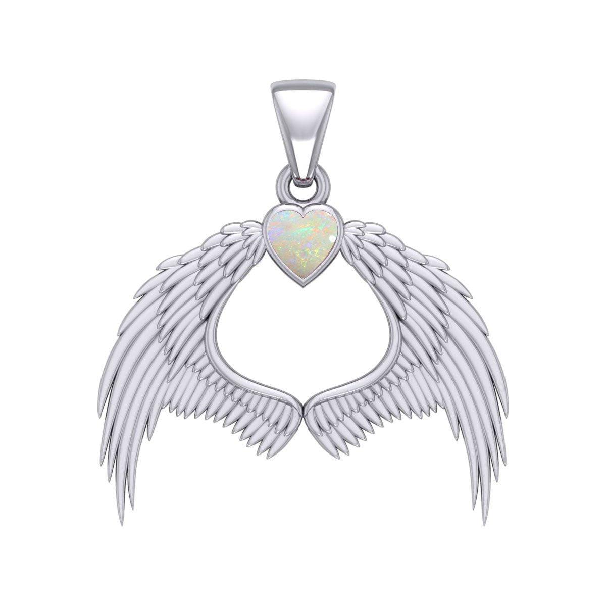 Guardian Angel Wings Silver Pendant with Birthstone TPD5871 - peterstone.dropshipping