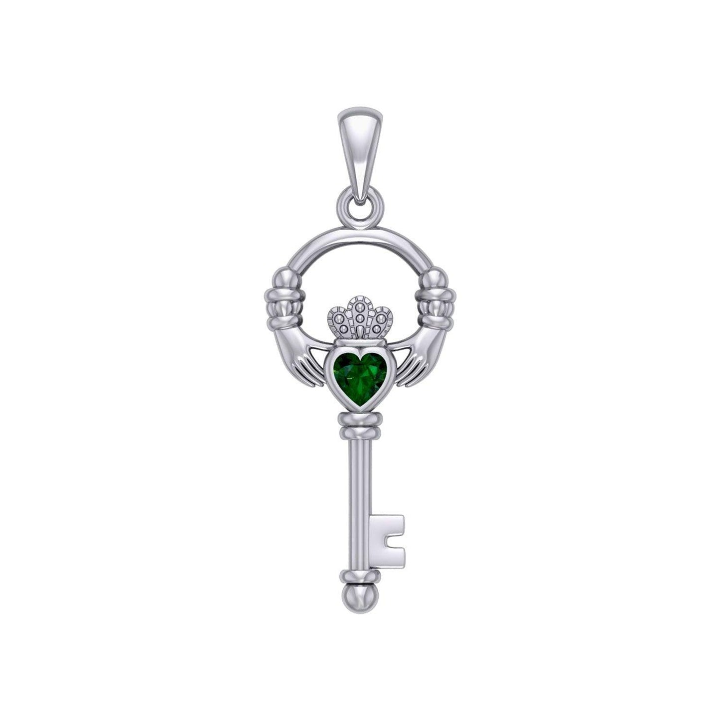 Irish Claddagh Mini Spiritual Key Silver Pendant TPD5878 - peterstone.dropshipping