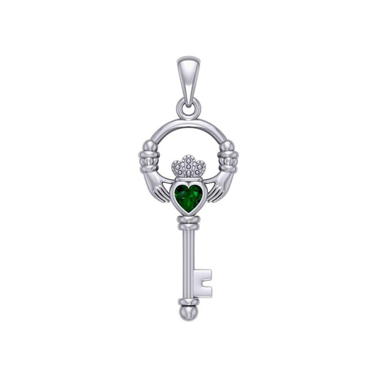 Irish Claddagh Mini Spiritual Key Silver Pendant TPD5878 - peterstone.dropshipping