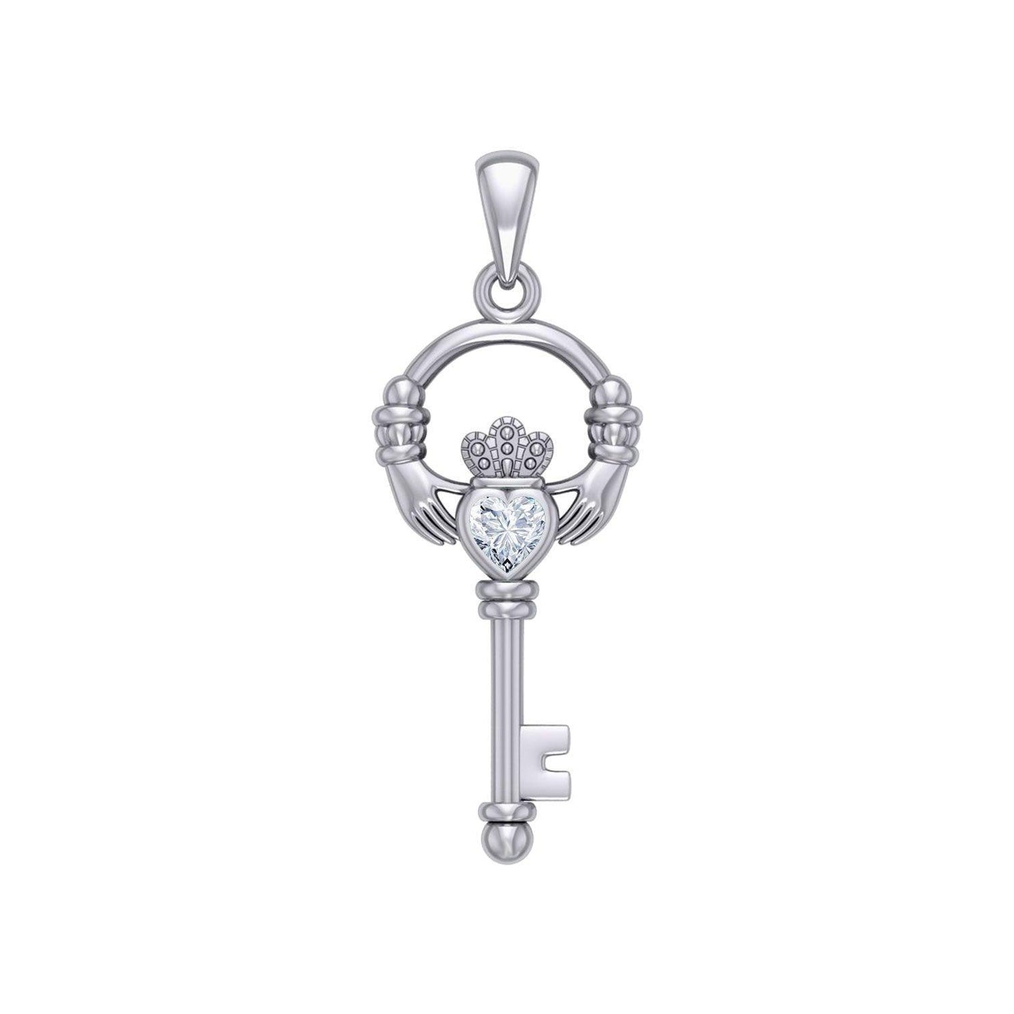 Irish Claddagh Mini Spiritual Key Silver Pendant TPD5878 - peterstone.dropshipping