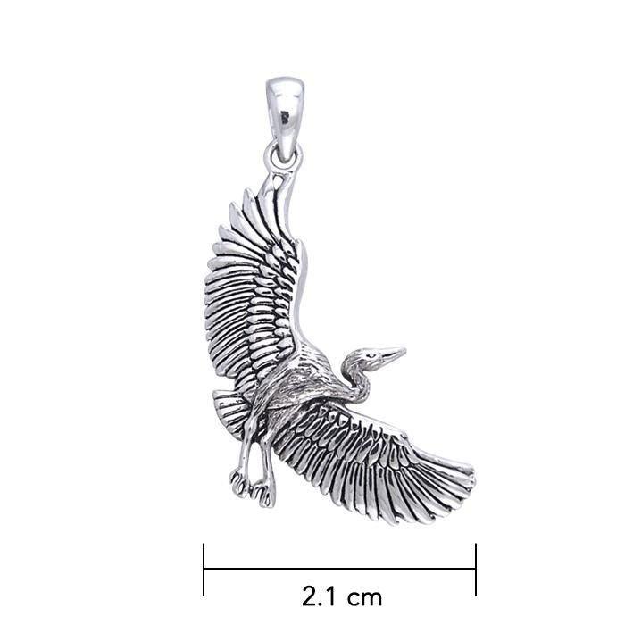 Crane in Flight Silver Pendant TPD588 - peterstone.dropshipping