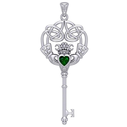 Irish Celtic Claddagh Spiritual Key Silver Pendant TPD5904 - peterstone.dropshipping