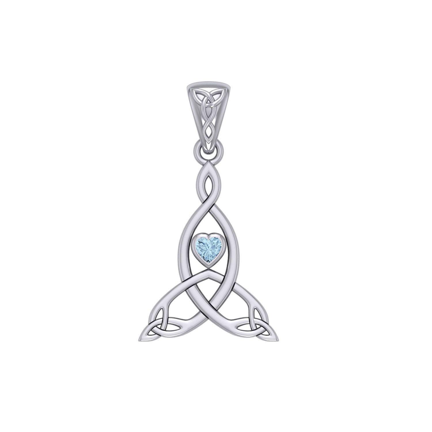 Celtic Mother Knot Silver Pendant with Gemstone TPD5911 - peterstone.dropshipping