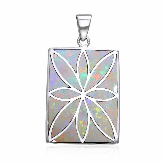 Flower Flat Cabochon Rectangle Pendant TPD593 Pendant