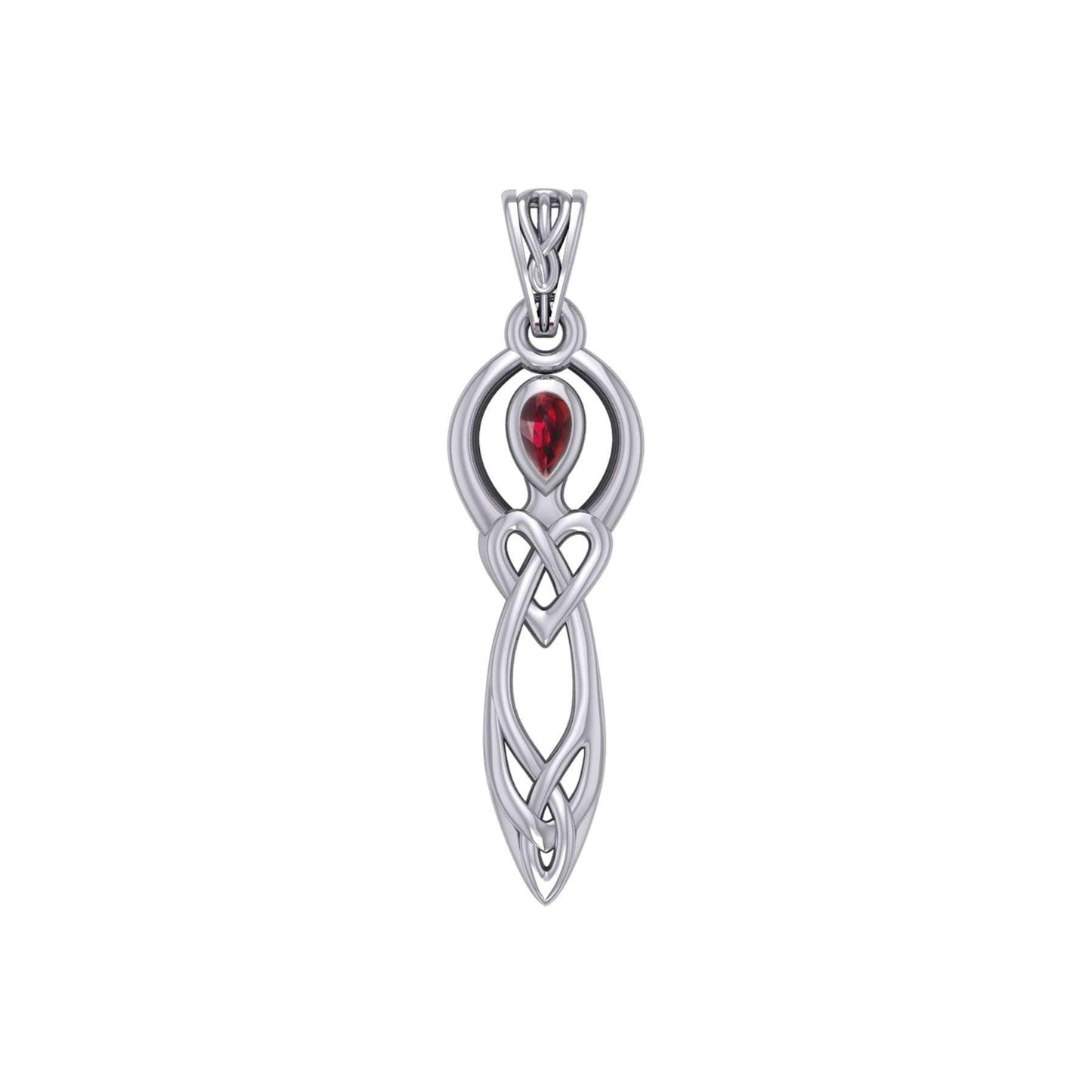 Celtic Knotwork Goddess with Gemstone Silver Pendant TPD5968 - peterstone.dropshipping