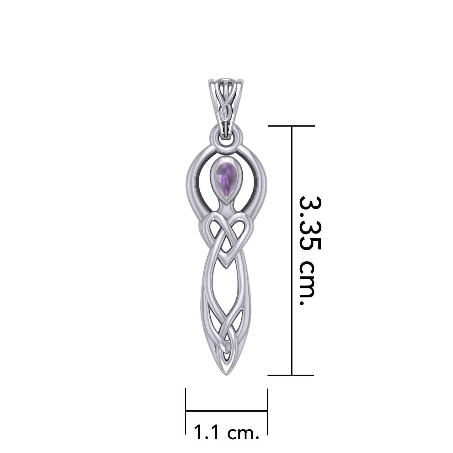 Celtic Knotwork Goddess with Gemstone Silver Pendant TPD5968 - peterstone.dropshipping