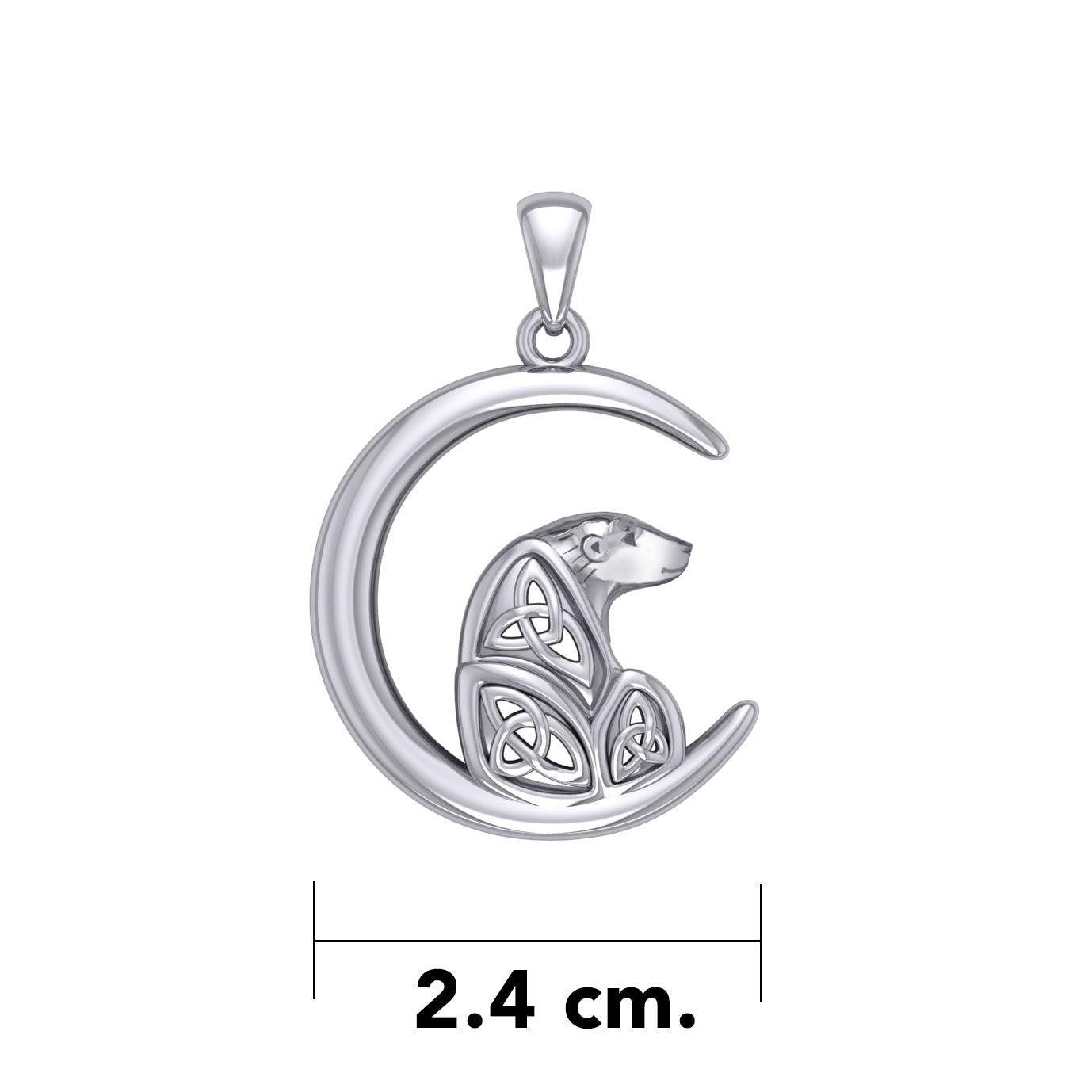 Celtic Spirit of The Arctic Polar Bear on The Moon Silver Pendant TPD6015 - peterstone.dropshipping