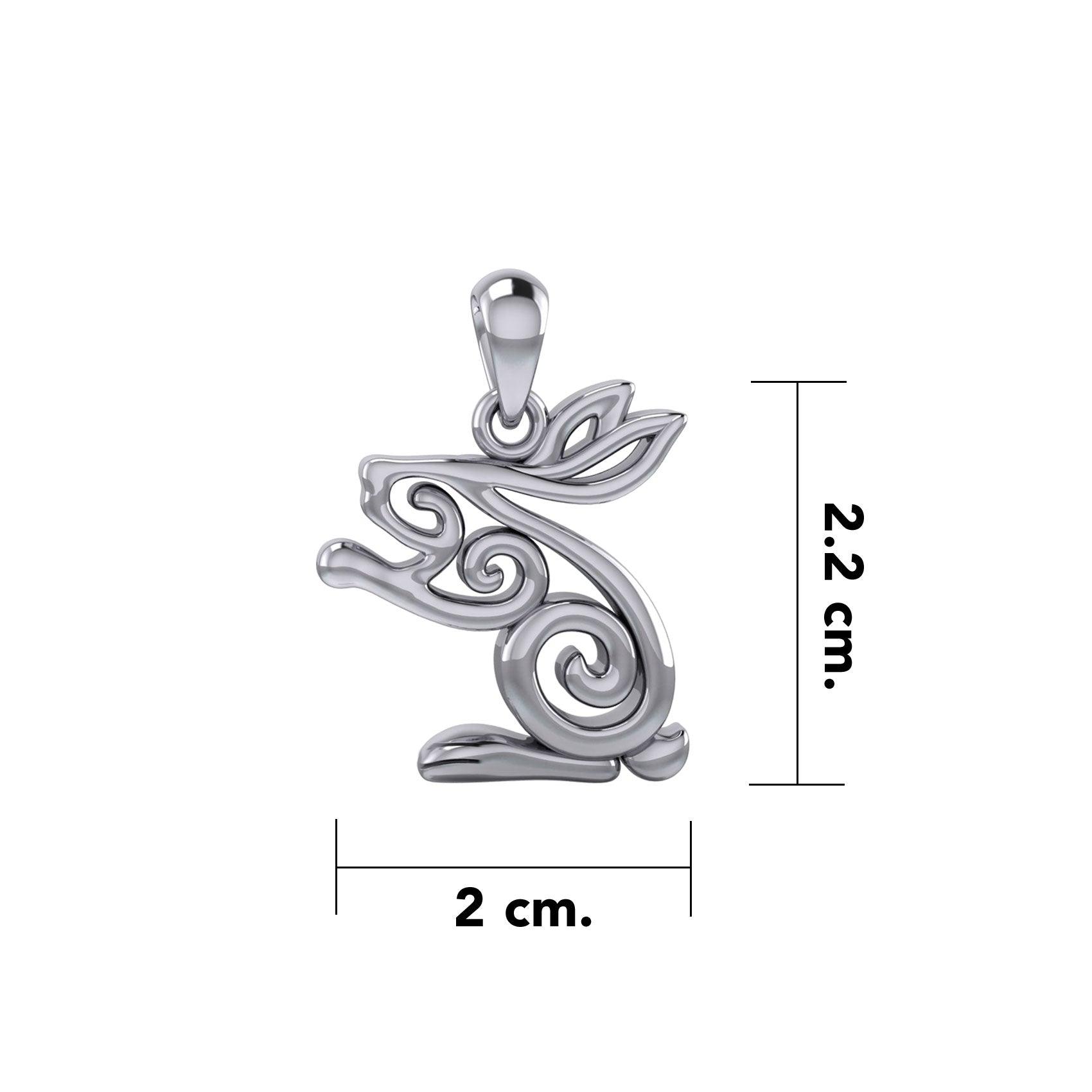 Celtic Spiral Rabbit or Hare Silver Pendant TPD6037 - peterstone.dropshipping
