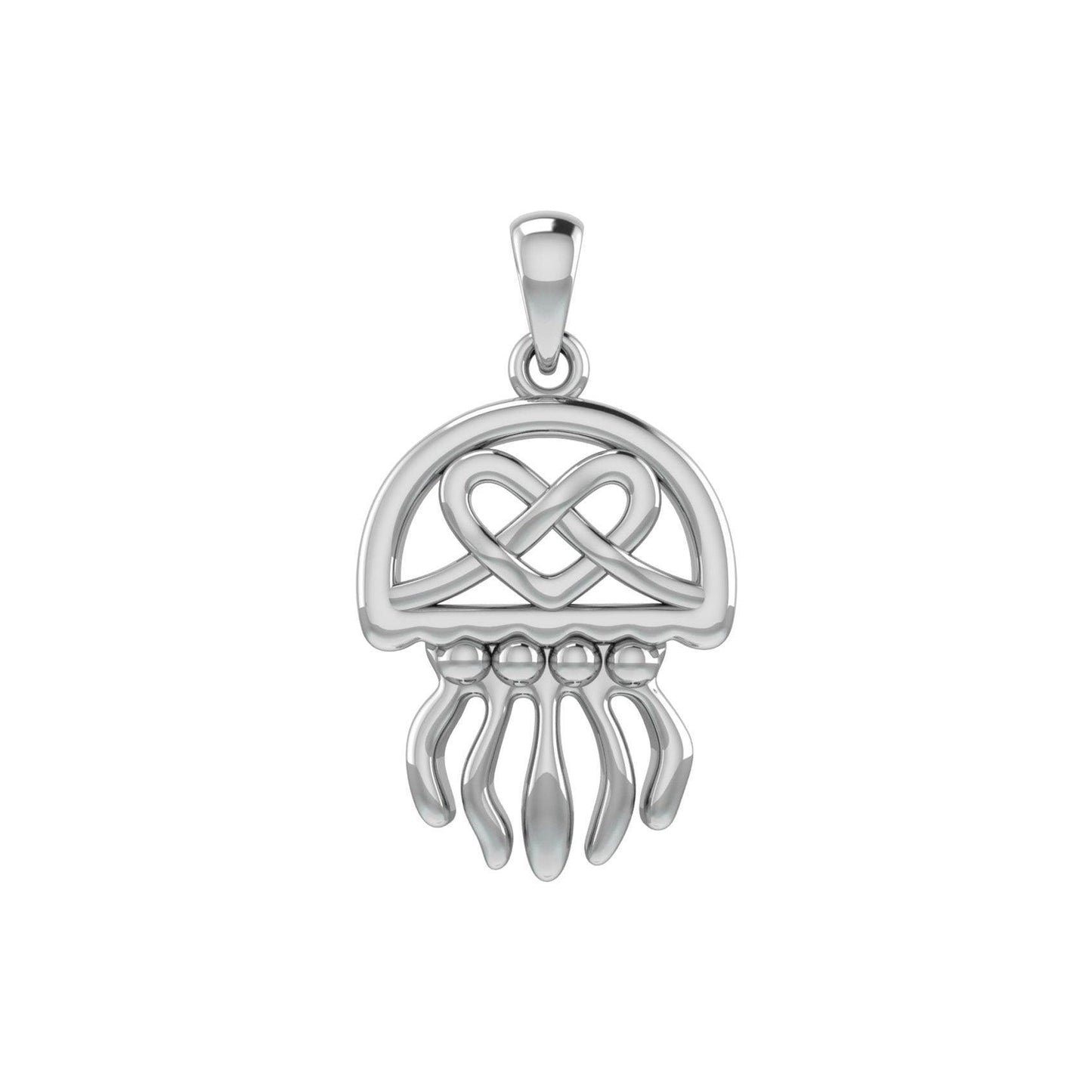 Jellyfish with Celtic Heart Silver Pendant TPD6078 - peterstone.dropshipping