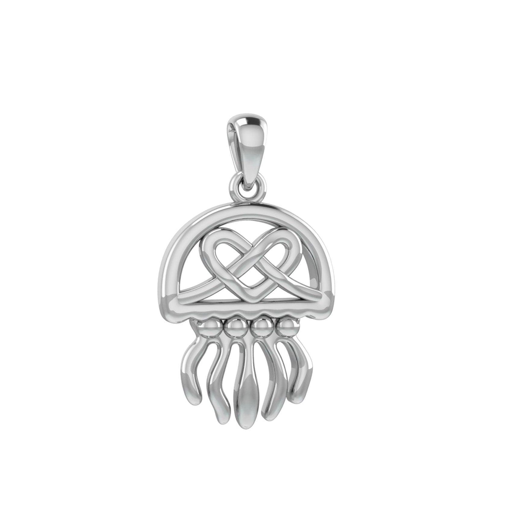 Jellyfish with Celtic Heart Silver Pendant TPD6078 - peterstone.dropshipping