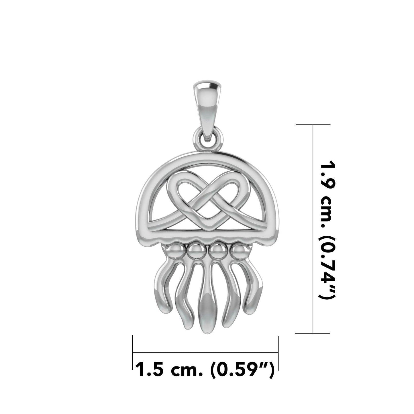 Jellyfish with Celtic Heart Silver Pendant TPD6078 - peterstone.dropshipping