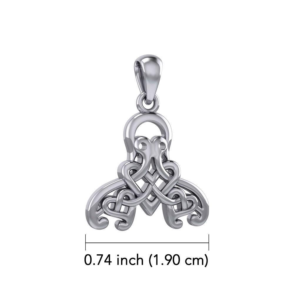 Celtic Octopus with Triple Heart Silver Pendant TPD6092 - peterstone.dropshipping