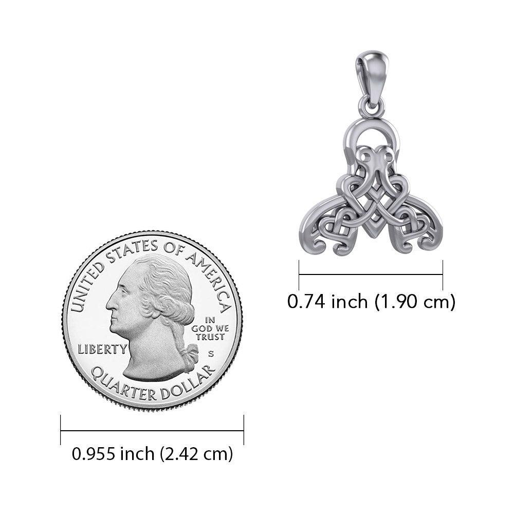 Celtic Octopus with Triple Heart Silver Pendant TPD6092 - peterstone.dropshipping