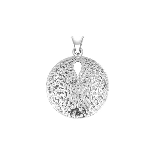 Coastal Charm Sterling Silver Hammer Textured Sand Dollar Pendant by Peter Stone TPD6190 - peterstone.dropshipping