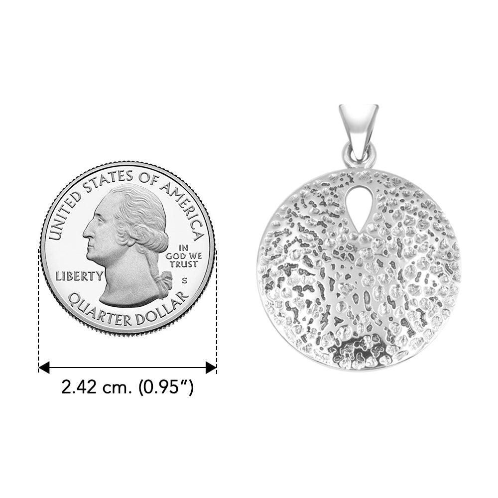 Coastal Charm Sterling Silver Hammer Textured Sand Dollar Pendant by Peter Stone TPD6190 - peterstone.dropshipping