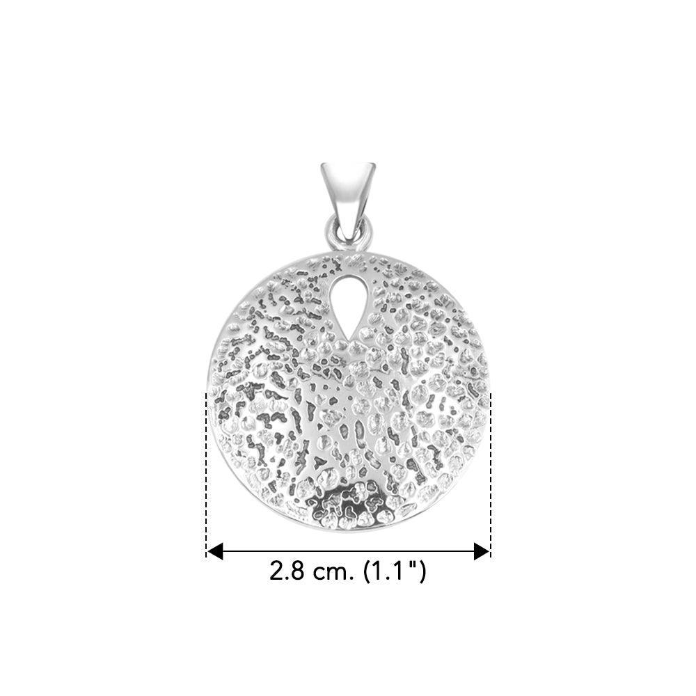 Coastal Charm Sterling Silver Hammer Textured Sand Dollar Pendant by Peter Stone TPD6190 - peterstone.dropshipping