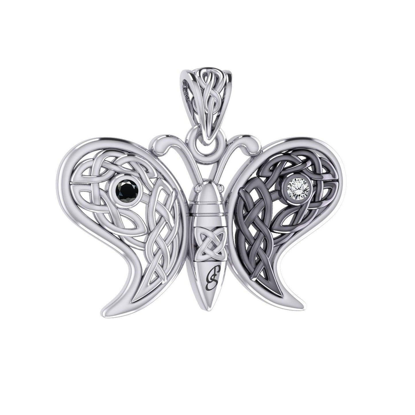 Sterling Silver Spiritual Harmony Celtic Yin Yang Gemstone butterfly Pendant by Peter Stone Jewelry TPD6208 - peterstone.dropshipping