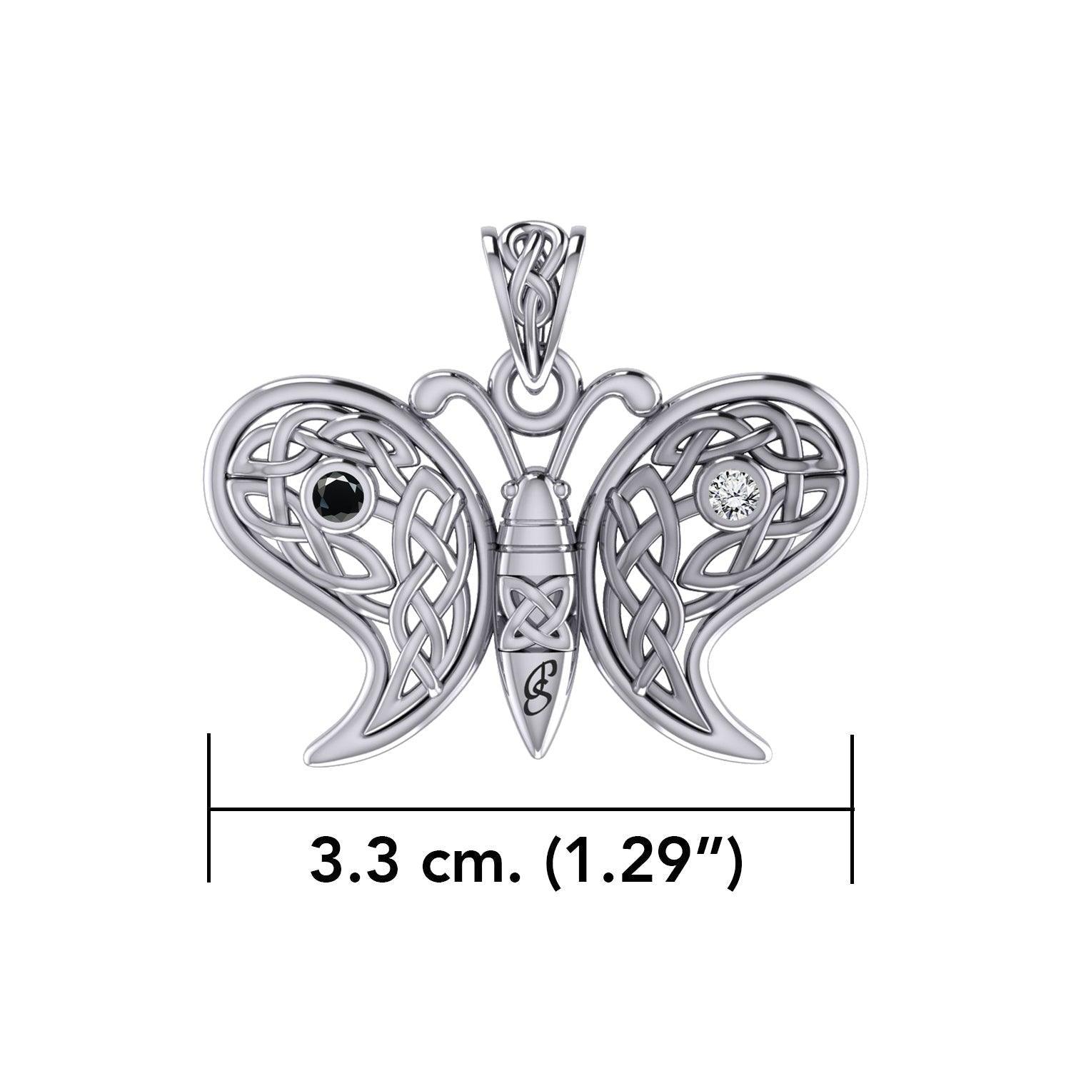 Sterling Silver Spiritual Harmony Celtic Yin Yang Gemstone butterfly Pendant by Peter Stone Jewelry TPD6208 - peterstone.dropshipping